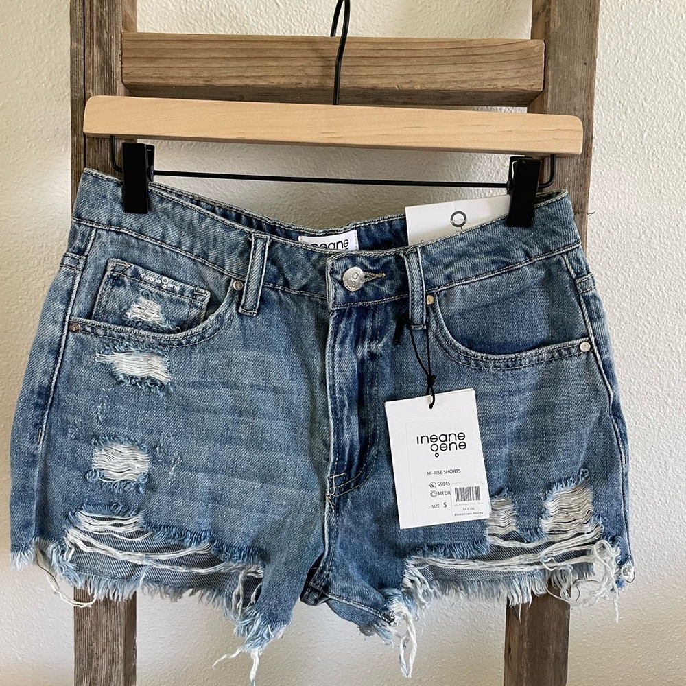 High rise denim shorts